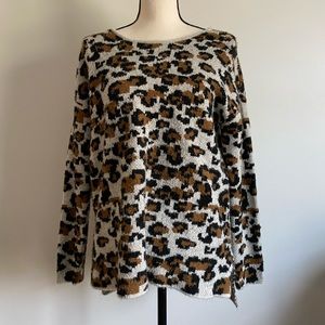 Philosophy Cheetah Leopard Print Sweater X-Small Brown and Cream